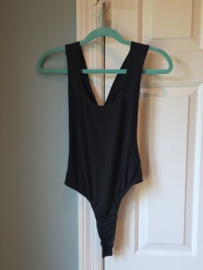 Nasty Gal Classic Black Ribbed One-Piece Bodysuit